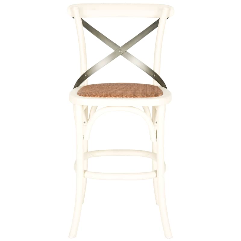SAFAVIEH Doris 24-inch x-Back Antique White Counter Stool - 20Wx22Dx39H