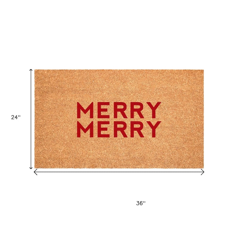 HomeRoots 24" X 36" Brown And Red Christmas Outdoor Coir Door Mat - 24.00' X '36.00