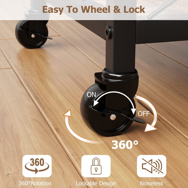 Farmhouse 3 Tier Bar Cart with Wheels and Portable Tray - 23.6"W x 15.7"D x 35.64"H
