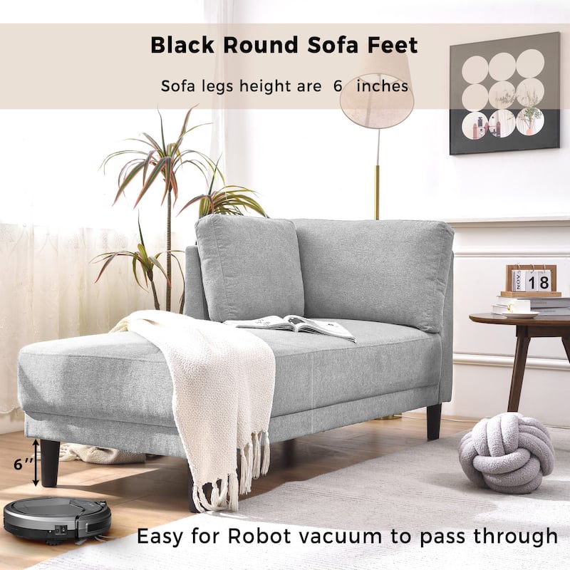 Mid-Century Linen Fabric Sofa Recliner, Leisure Upholstered Indoor Chaise Lounge