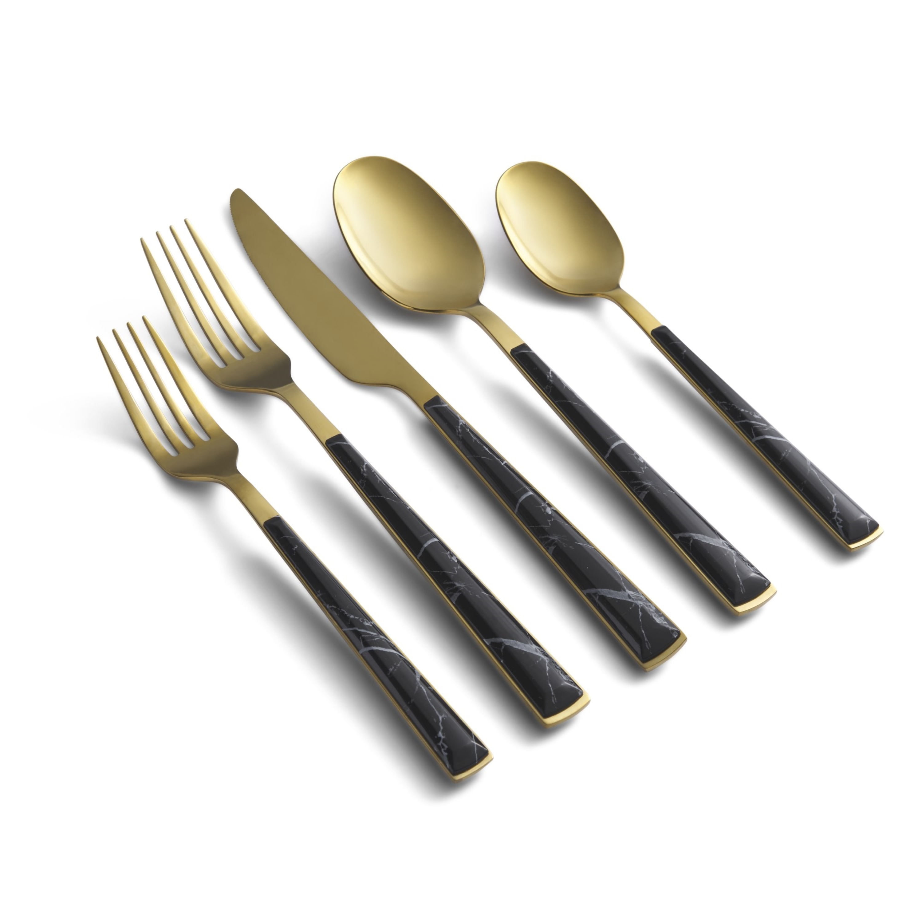 Cambridge Eivin Gold Black Marble 20-Piece Flatware Set