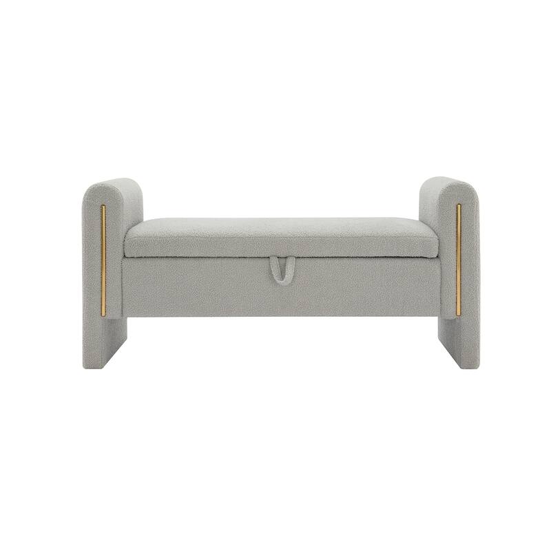 Modern Teddy Bench with Arms and Storage, Upholstered Large Foot Rest Stool, Comfy Window Vanity Bench