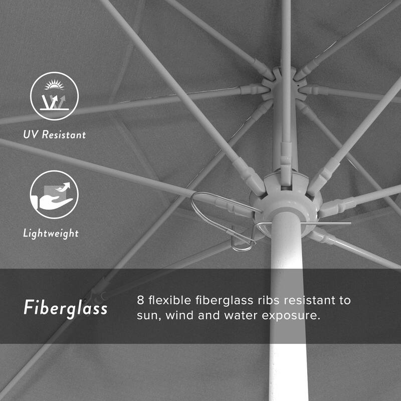 California Umbrella 7.5' Venture Series Patio Umbrella, White Aluminum Pole Fiberglass Ribs Push Lift, Pacifica Pacific Blue