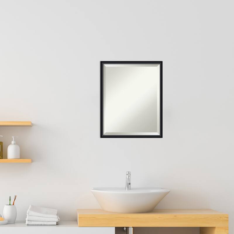 Beveled Wood Bathroom Wall Mirror - Lucie Frame
