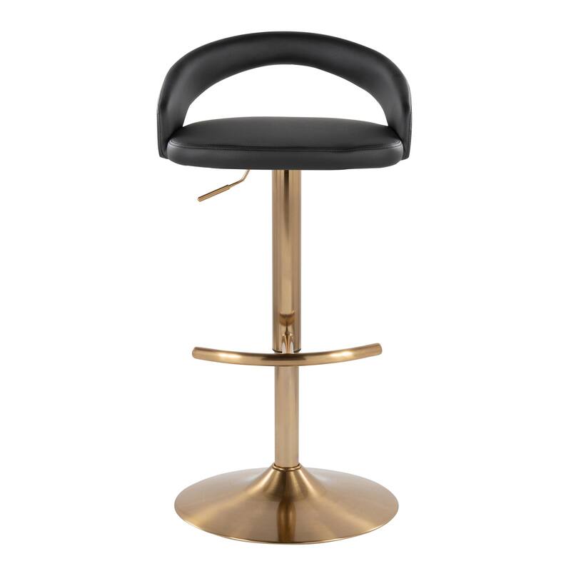 Grotto Upholstered Adjustable Barstool with Gold Metal - Set Of 3
