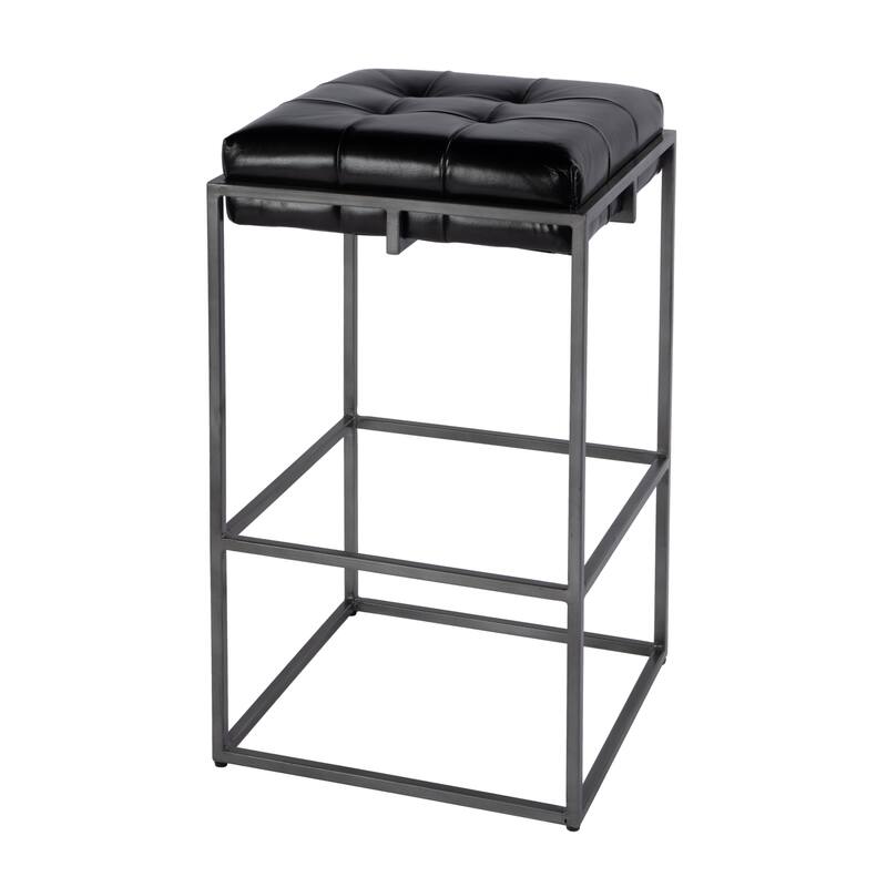 Eldridge Leather and Iron Backless Counter and Bar Stools with Footrest