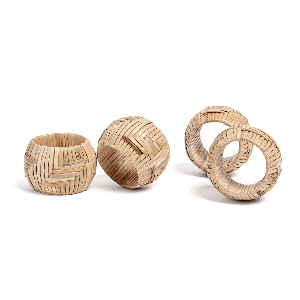 over&back Woven Wicker Napkin Rings (Set of 4) - 4