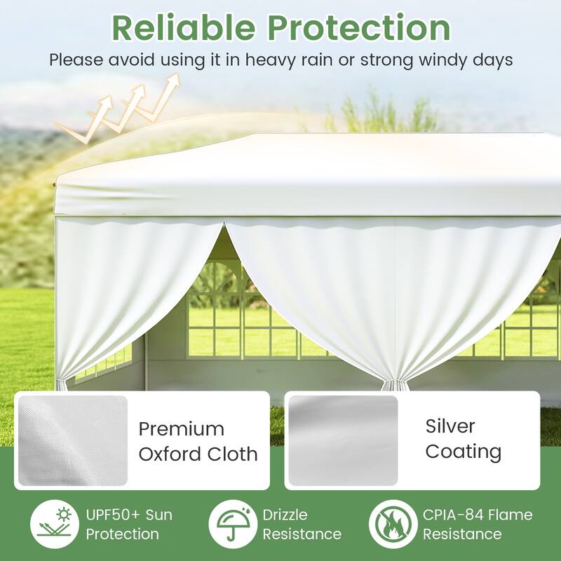 Gymax 10 X 20 FT Pop up Canopy Tent w/ 6 Sidewalls Wheeled Bag 6
