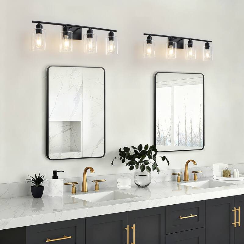 4-Light Modern Dimmable Vanity Light with Clear Glass Shade