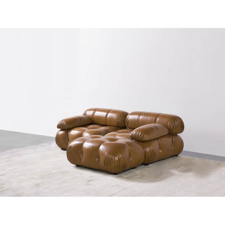Daejuan 3 Pieces Faux Leather Sectional - Brown