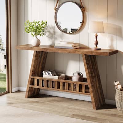 Farmhouse 2-tier Entryway Console Table for Living Room Hallway Foyer