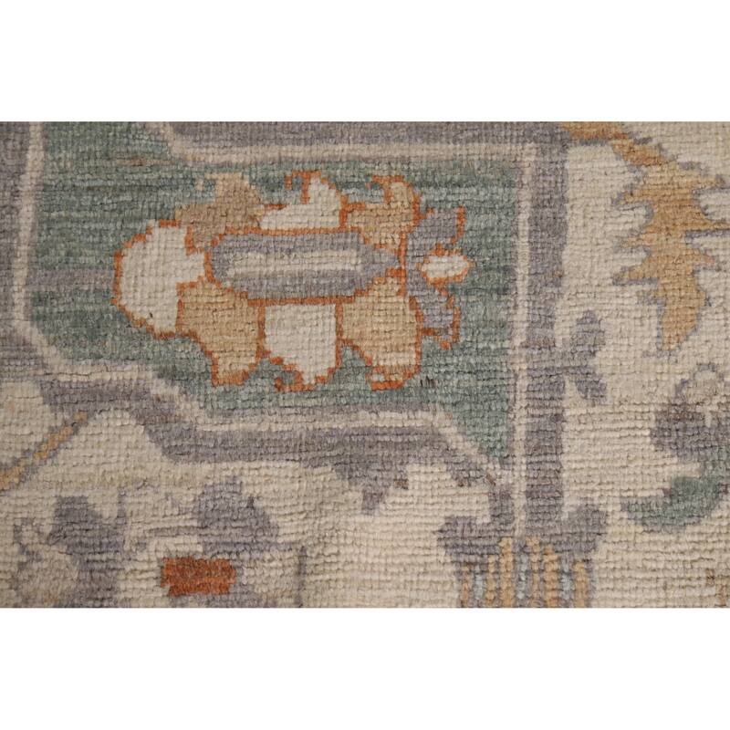 Hand Knotted Oriental 100% Wool Carpet Transitional Medallion Greys & Charcoal Oushak Area Rug - 14' 2'' X 10' 2''