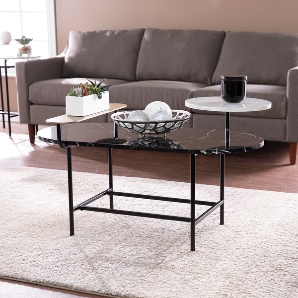 Silver orchid henderson faux stone round shop coffee table