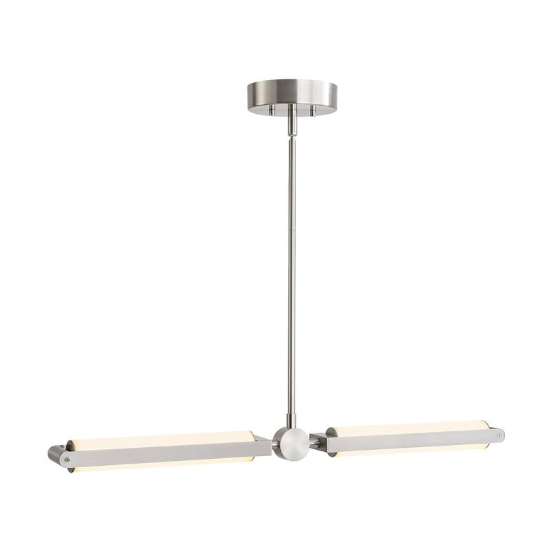 2-Light Modern Linear Dimmable Integrated LED 3000K Warm Light Kitchen Island Pendant Light