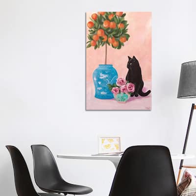 iCanvas "Chinoiserie Black Cat And Orange Tree" by Sally B Canvas Print