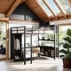 preview thumbnail 1 of 8, Stylish & Simple Metal Full Size Heavy Duty Loft Bed with Wardrobe, L-shaped Desk, Storage Cubes and Shelves, Black Black