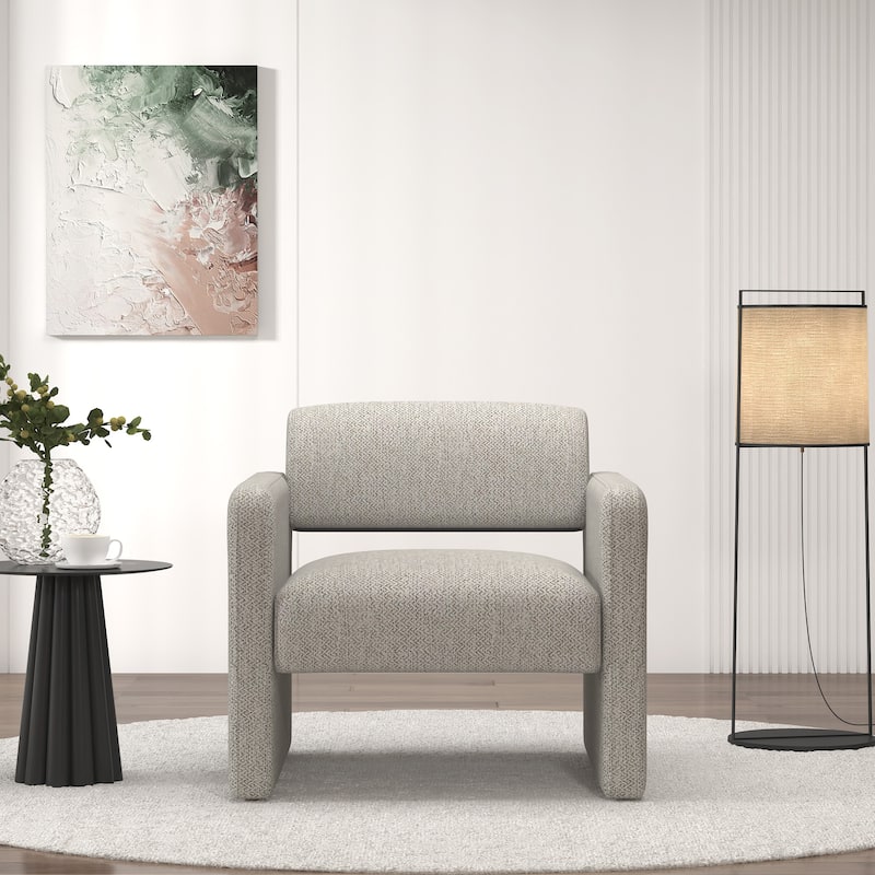 Upholstered comfortable chair with armrests - Beige Linen