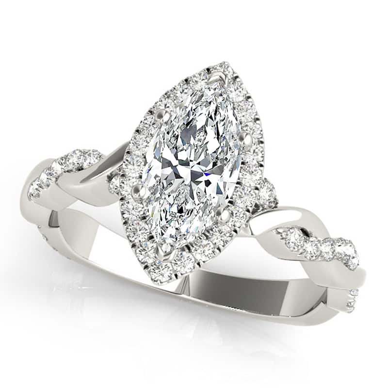 Auriya 14k White Gold Lab Grown Marquise Diamond Halo Engagement Ring 0.50 to 5.00 ct. tw. (F-G VS) - 2.50 ct. center - 7