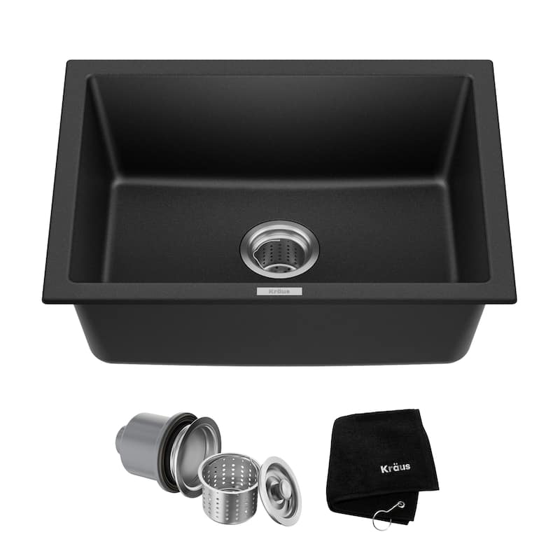 KRAUS Granite 24 inch 1-Bowl Undermount Drop-in Kitchen Sink