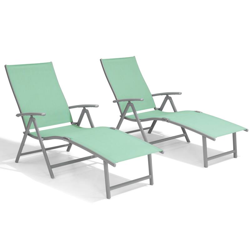 Outdoor Aluminum Folding Recliner Adjustable Chaise Lounge Chairs - See Picture