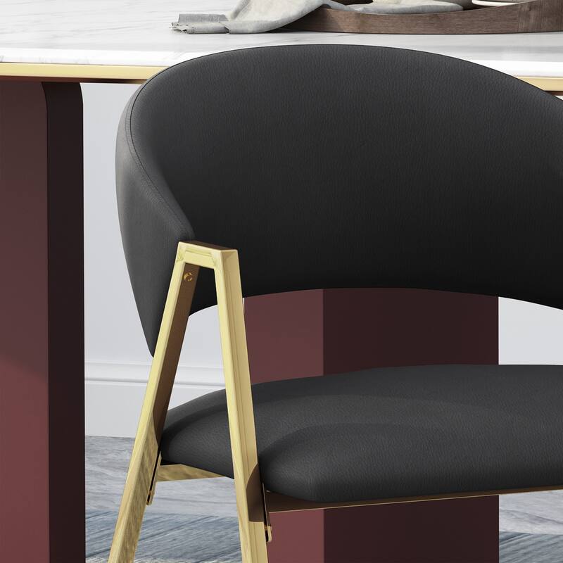 Modern Upholstered Dining Chair with Backrest & V-Shaped Legs(Set of 2)