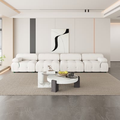 Velvet Fabric Upholstered Modular Sectional Sofa Modern Couch
