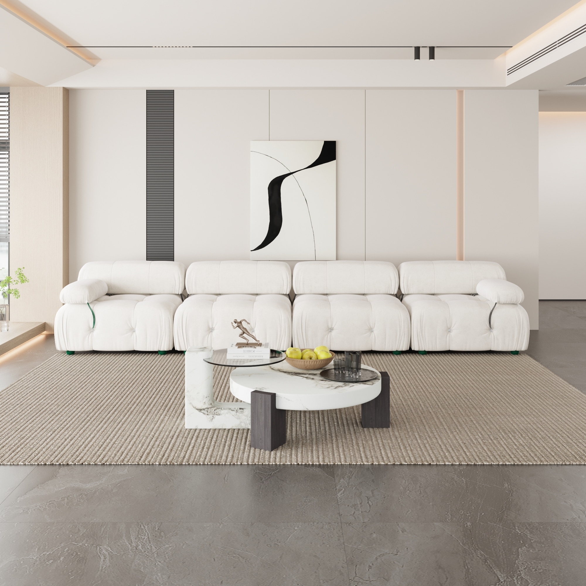 Velvet Fabric Upholstered Modular Sectional Sofa Modern Couch