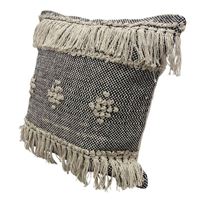 20" Brown and Black Diamond Over-Tufted Square Throw Pillow