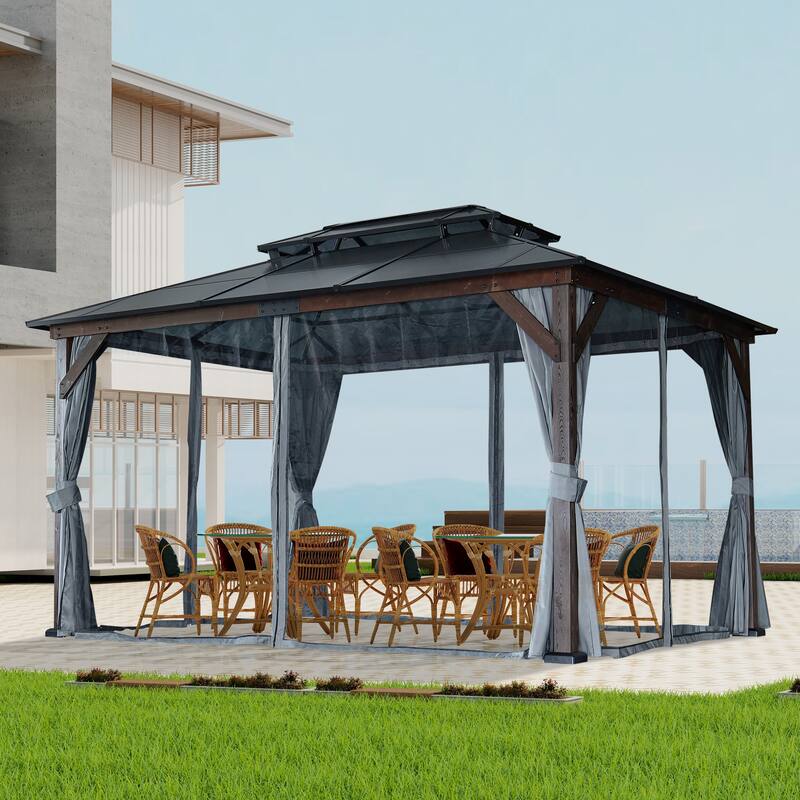 10' x 13' Hardtop Wood Gazebo for Patios