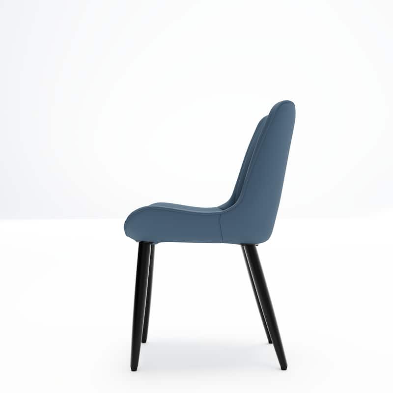 Set of 2 Modern PU Leather Dining Chairs with Thick Cushions & Metal Legs, Armless Faux Leather Side Chairs for Kitchen