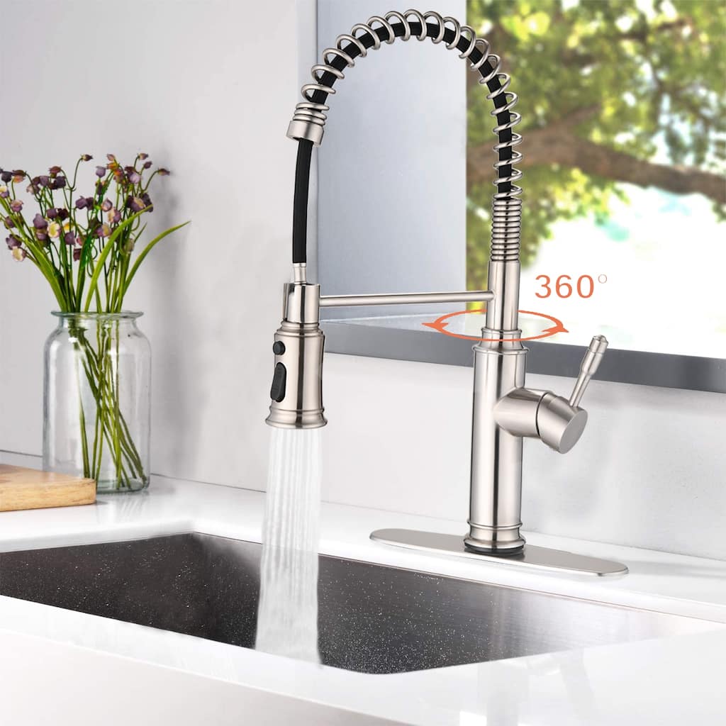 Touch Kitchen Faucet with Pull Down Sprayer, Brushed Nickel - Total Height : 19.25 Inches