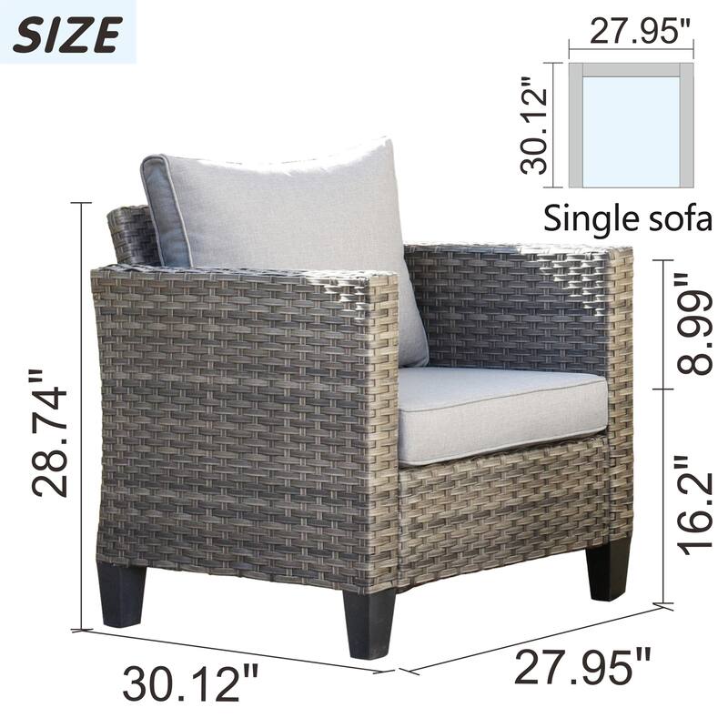 XIZZI 2-piece Patio Rattan Wicker Chair Set with Cushions