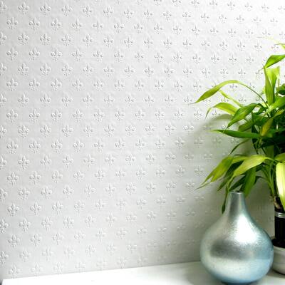 Fleur de Lis Colton Tudor Paintable Anaglytpa 33' L X 20.5 W Original Wallpaper