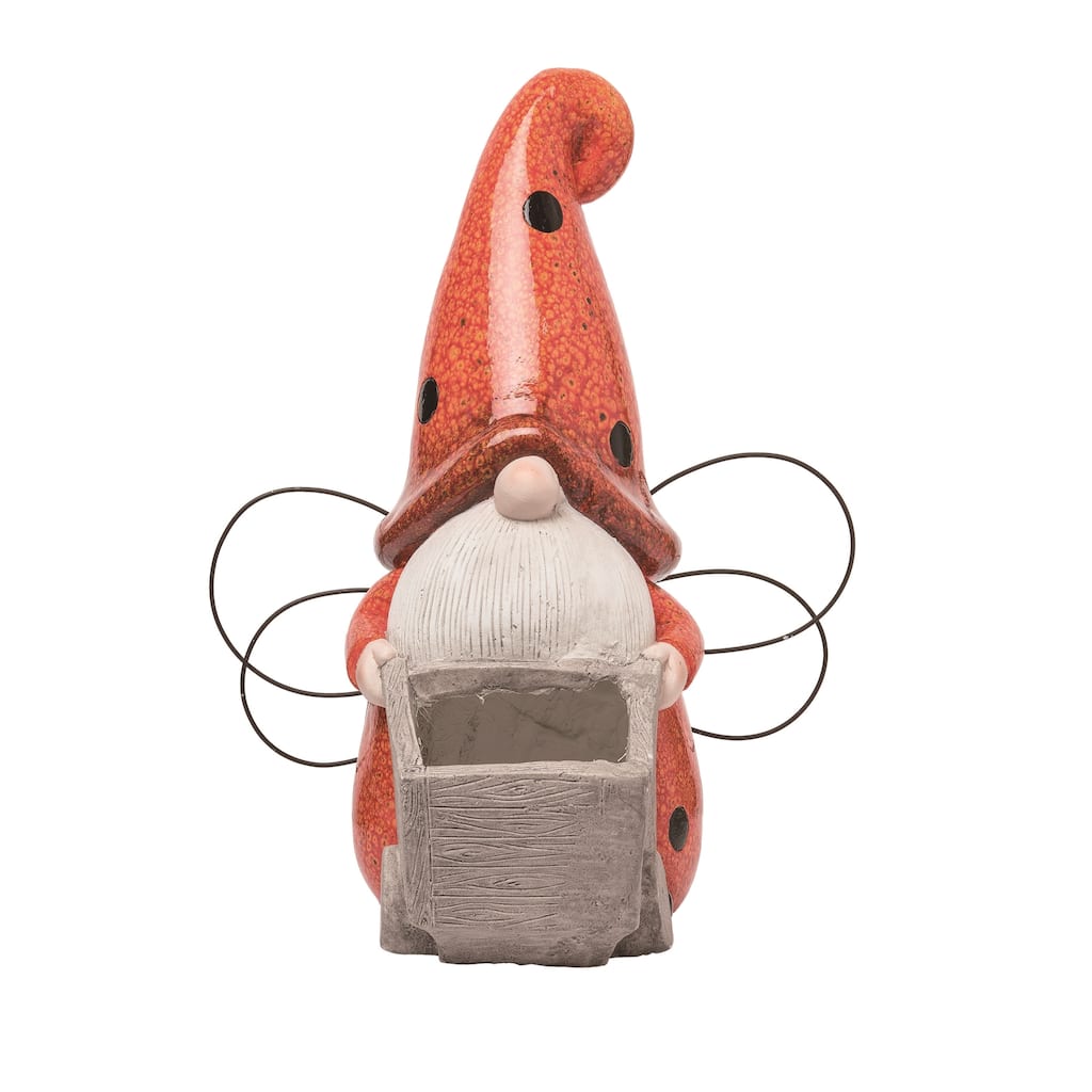 Transpac Resin 17.25" Multicolor Spring Ladybug Gnome Wheelbarrow Planter