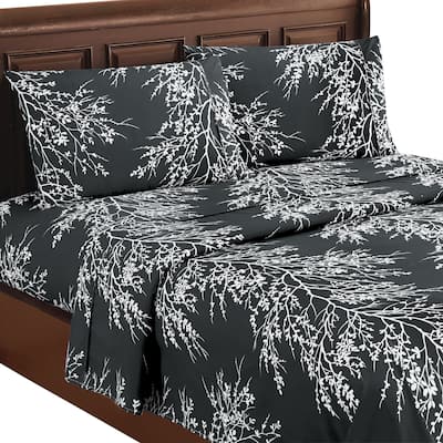 4-Piece Foliage Bed Sheets and Pillowcases Set