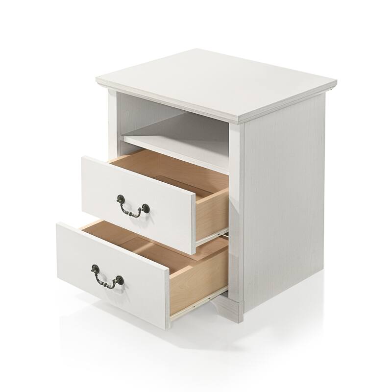 247 Shop At Home Marie 2-Drawer Nightstand with Open Storage Shelf