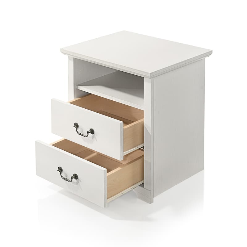 247 Shop At Home Marie 2-Drawer Set of 2 Nightstands with Open Storage Shelf