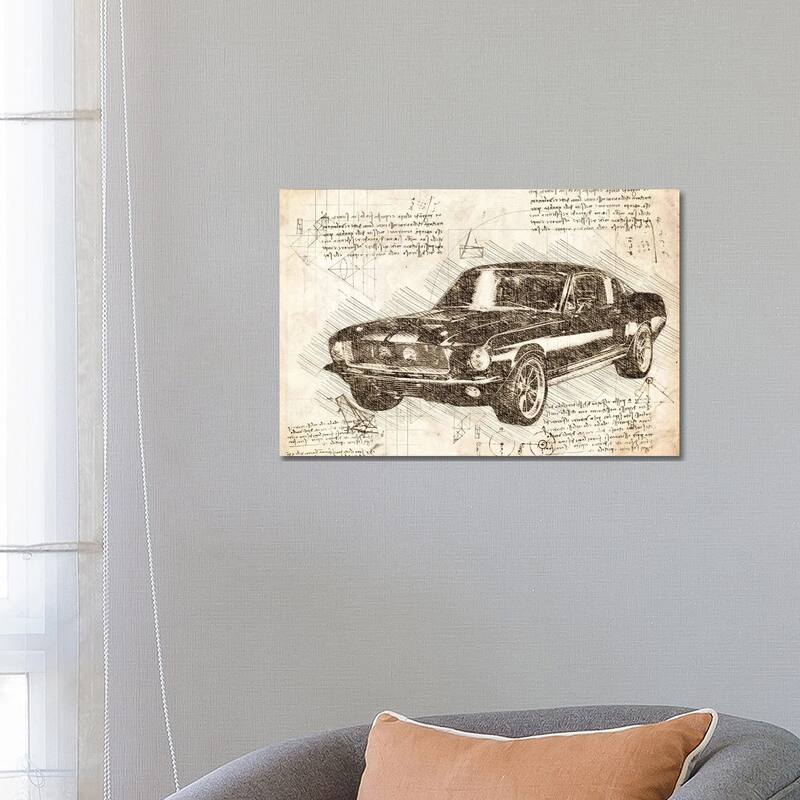 iCanvas "Sepia 1967 Ford Mustang Muscle Car" by FisherCraft Canvas Print - 18x26x1.5