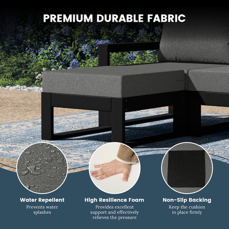 Endless Patio Sectional 8-Piece Lounge Sofa Set with Black Frame