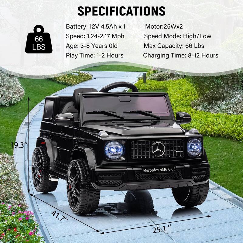 Kids 12V Ride on Car, Licensed Mercedes Benz G63 Kids Car w/Remote Control