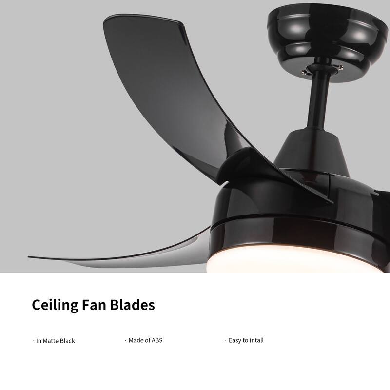 42-Inch 3-Blade Matte Black DC Motor Modern Contemporary LED Ceiling Fan-42 in x 42 in x 10.34 in