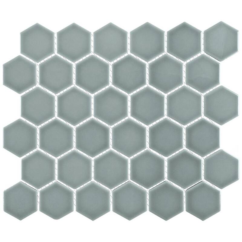 Merola Tile Tribeca 2" Hex Glossy Mist 11-1/8" x 12-5/8" Porcelain Floor and Wall Tile