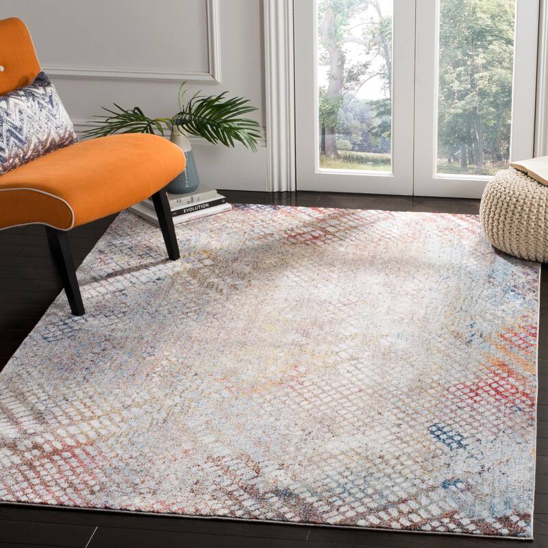 SAFAVIEH Monray Madlyn Modern Abstract Polyester Rug - 6' x 9' - Grey/Gold
