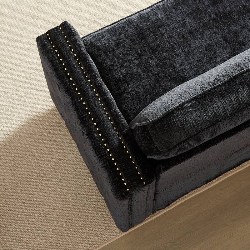 3-Seater Convertible Sleeper Sofa with Memory Foam - Chenille Fabric Couch for Living Rooms