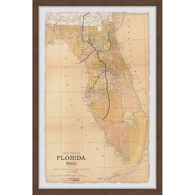 'New Map of Florida, 1885' Framed Painting Print