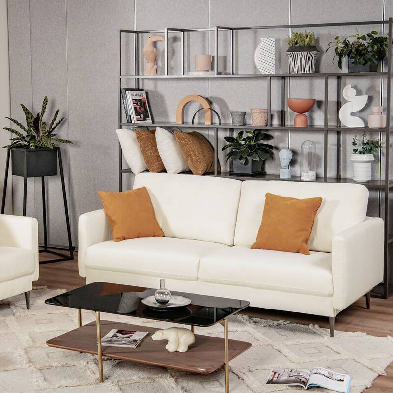 Costway 76.5'' Fabric Sofa Couch Living Room Small Apartment Furniture
