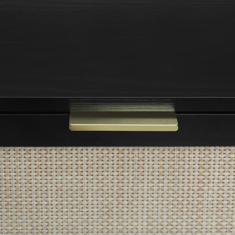 Rattan 3-Drawer Cabinet with Moisture-Proof Finish & Anti-Tipping Device for Safe Storage