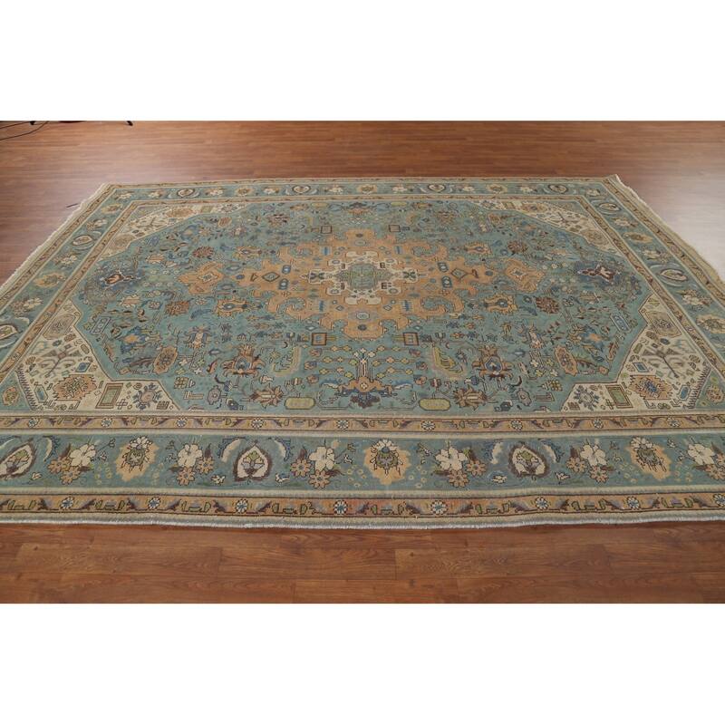 Geometric Tabriz Persian Vintage Area Rug Handmade Bedroom Wool Carpet - 8'0"x 11'0"