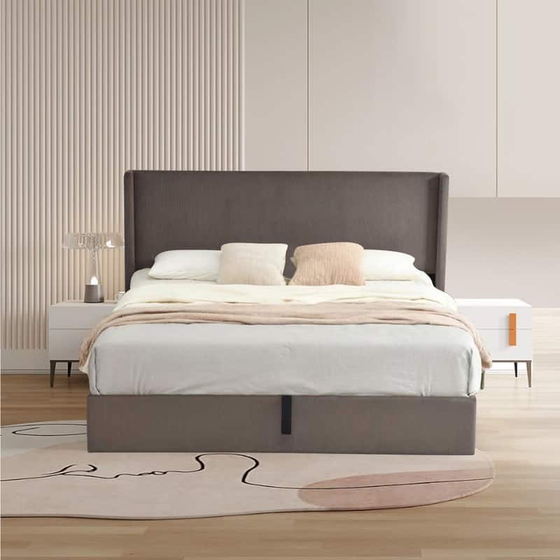 Lift Up Storage Platform Bed with Minimalist Headboard