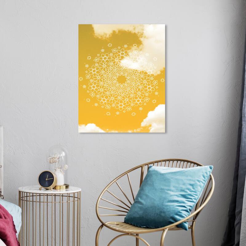 Wynwood Studio Canvas Abstract Flower Power in the Sky Yellow Bohemian & Eclectic Wall Art Canvas Print - 20 x 24